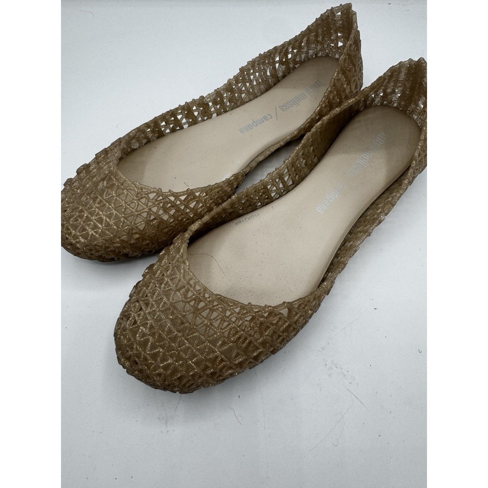 KID'S MINI MELISSA 31514 CAMPANA ZIG ZAG IV INF 51969 GOLD GLITTER SZ 3 EUC SB19
